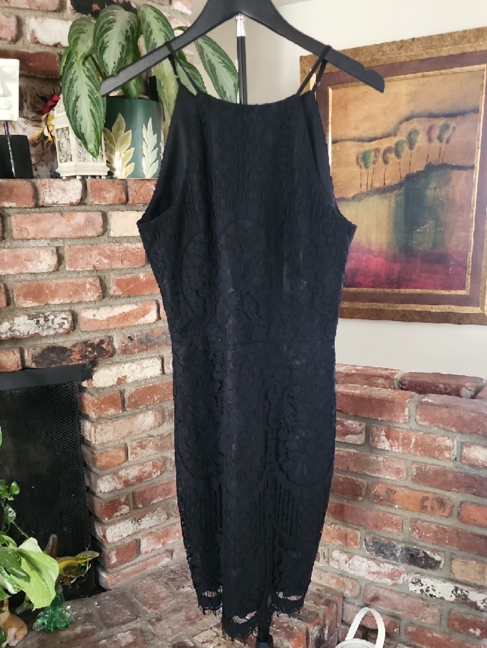 Barneys New York Black Lace Halter Dress Sheath Cocktail Minimalist Chic